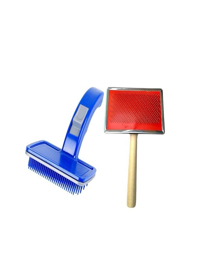 DOGTOWN Wooden and Plastic Slicker Brush Combo | Pet Grooming Kit for Dogs and Cats | Dual-Brush Set for Efficient Shedding and Detangling | High-Quality, Ergonomic Design (Large) - Image 1